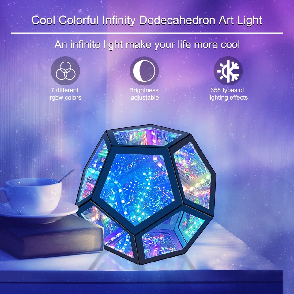 Infinity Dodecahedron LED Gaming Light Cool RGB Art Light Night Light Cool Gifts - Image 3 of 4