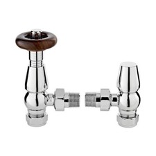 Image of Traditional Chelsea TRV Radiator Valve Set Brass Thermostatic Lockshield