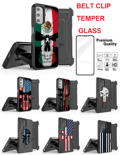 Schwarz Stand Clip Case Cover + Hartglas für Samsung Galaxy S23+ S23 Ultra - Bild 1 von 12