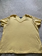 Karen Scott Women Short Sleeve V-Neck T-Shirt Yellow Size 0X