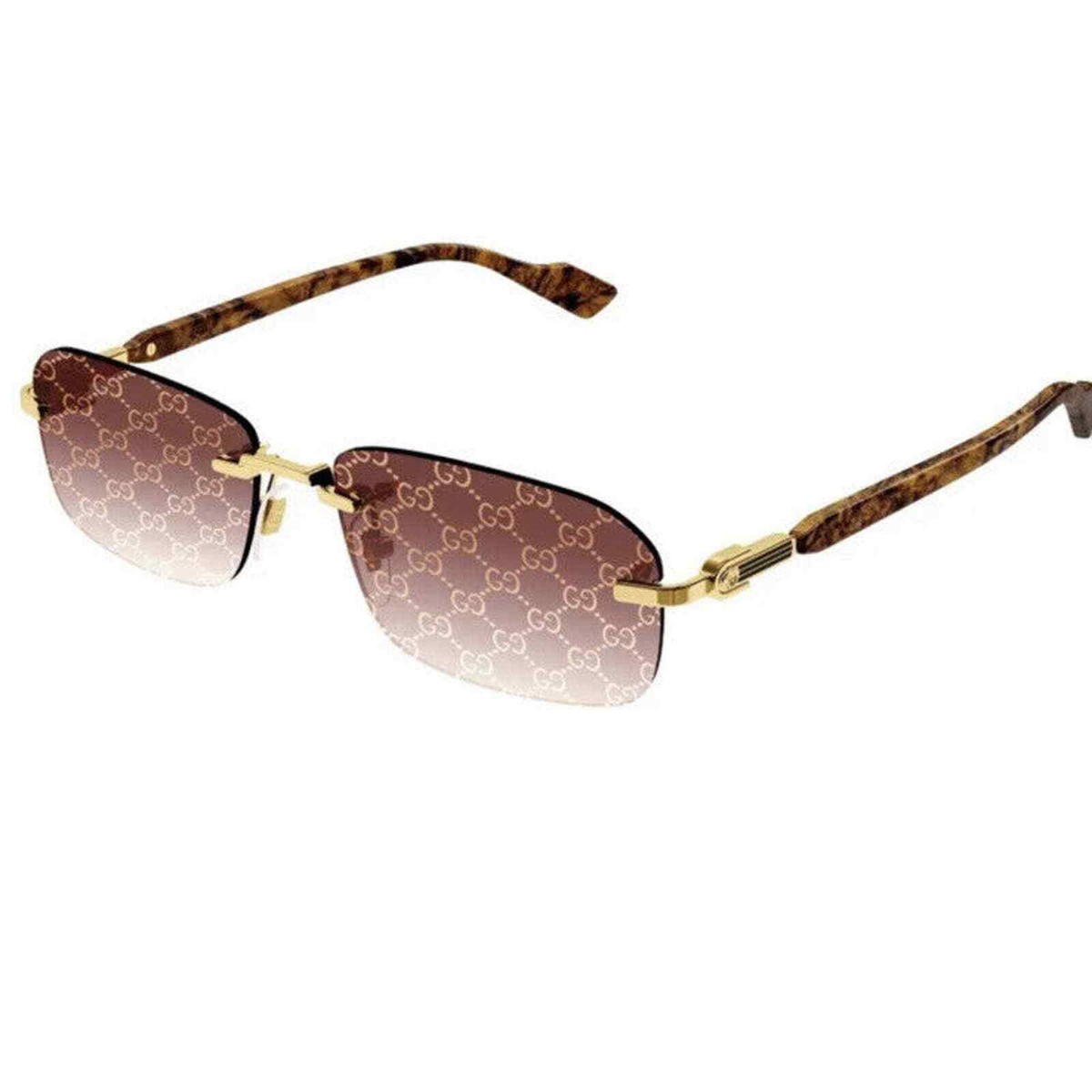 GUCCI linestone rimless sunglasses gold