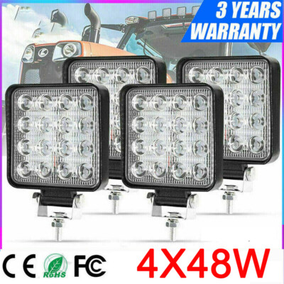 4X 48W LED Arbeitsscheinwerfer Offroad Strahler Flutlicht für Bagger LKW 12V-24V