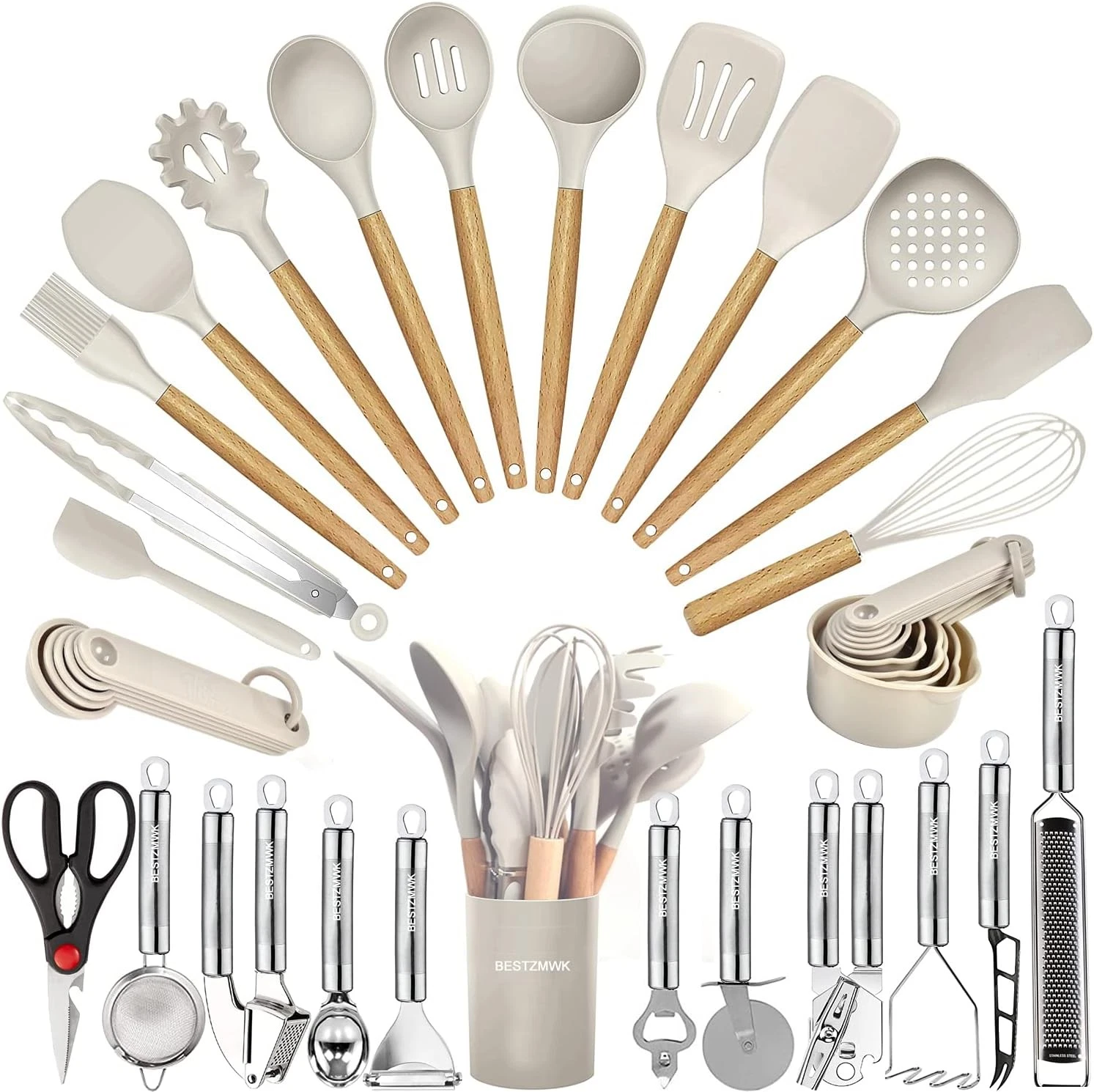 Kitchen Utensils Set- 35 PCs Cooking Utensils with Grater,Tongs, Spoon Spatula &