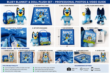 Bluey Plush Throw Blanket Pillow Set 40x50 Soft Fleece Kids Gift NEW