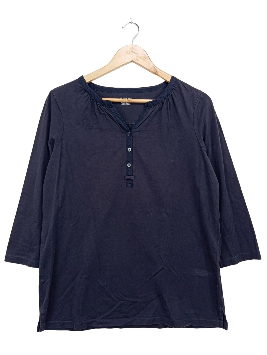 Chemise Femme Lands' End 100% Lin Manches Courtes - Verte - Taille L