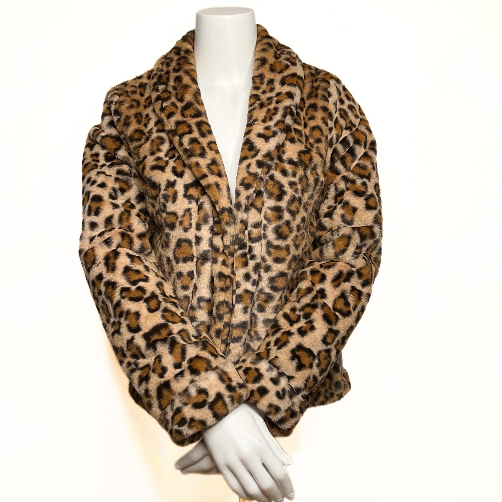 Messini Faux Leopard Animal Print Jacket Womens SZ S Rock Chic Edgy Mob Wife