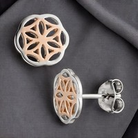 Ohrstecker 925 Sterling Silber Bicolor Vergoldet Ohrringe
