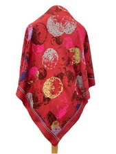 Emanuel Ungaro Silk Scarf Red Multicolor Flor...