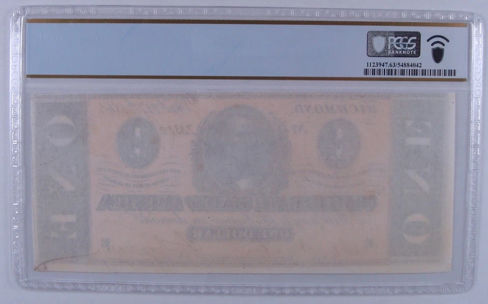 1864 CSA T-71 $1 Confederate States of America Note PCGS Choice Uncirculated 63 - Image 2 of 3