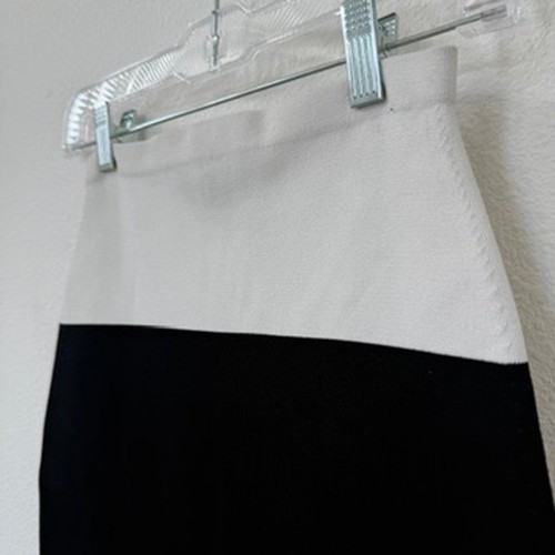 NARCISO RODRIGUEZ Colorblock Pencil Skirt Black White Knit Minimalist Size 38 S - Picture 2 of 6