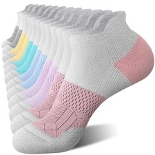 6 Pairs Ankle Running Socks for Women Athletic Cushioned Low Cut Tab Sports S...