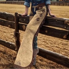 Handmade Native American Leather Chaps for Cowboy Rodeo Riding Ranch Work