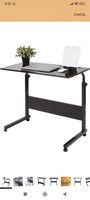 Estink Adjustable Overbed Laptop Table, 80x40cm Rolling Desk with Steel Frame,