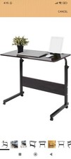 Estink Adjustable Overbed Laptop Table, 80x40cm Rolling Desk with Steel Frame,