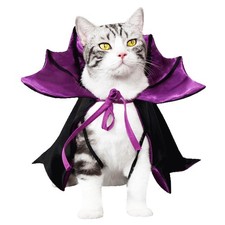 Cat Halloween Costume, Vampire Bat Wings Cape for Small, Black and Purple