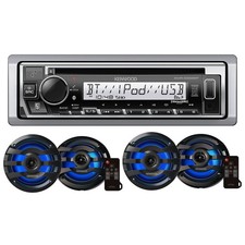 Kenwood KMR-D382BT Marine CD Receiver  4 KFC-1673MRBL 6.5" 2-way Speakers