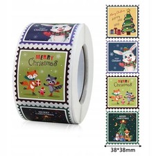 100 Weihnachts-Sticker 3,8cm, Papier, Rund, Motiv-Mix