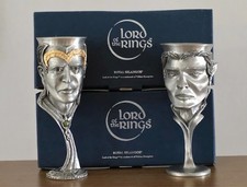Royal Selangor Lord of the  Rings Pewter Goblets King ELESSAR Signed & LEGOLAS