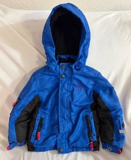 OshKosh B  gosh Boys 4 Winter Jacket Hooded Blue Black Heavy Coat Fleece Lined