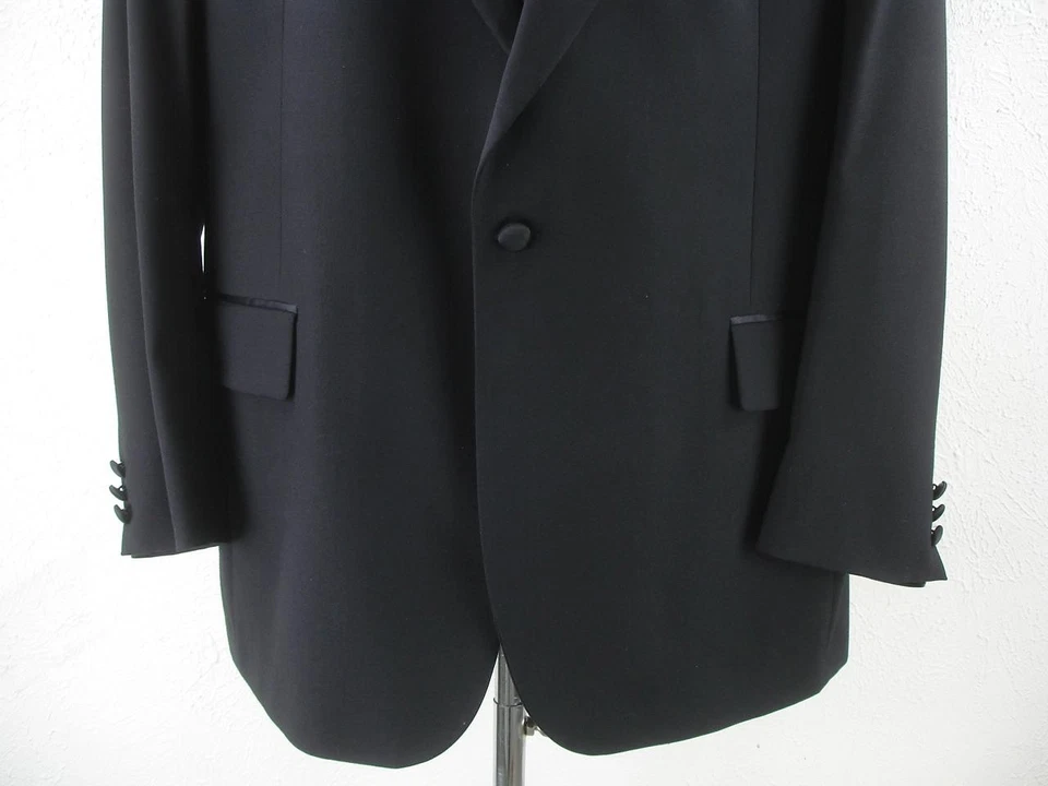 Men's 46L One-Button 2-Pc Formal Tuxedo Suit Satin Pants 39 X 31 Suspenders Vtg - Image 4 of 4