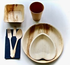 Bamboo Palm 25 Round 10" -25 Heart 6" - 25 Bowl 6" -25 Napkin -75 cutlery