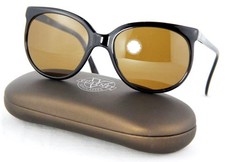 259 New Vintage Vuarnet 002 Black Sunglasses PX2000 Glass Mineral Brown lens