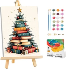 Christmas Tree Paint by Numbers Kit for Adults Beginner Frameless