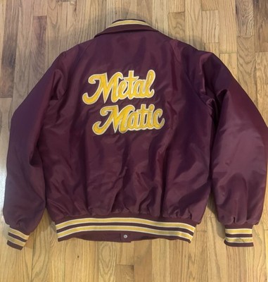 VTG 80s Butwin Embroidered METAL MATIC Quilt Lined Bomber Jacket USA Made Large