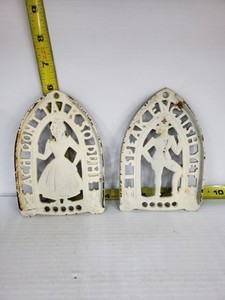Vintage 1952 Cast Iron Trivet, JZH Dutch Lady And Man