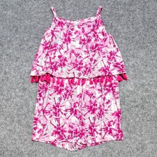 Design History Girls Pink Tie Dye Tassel Popover Romper Size 6X