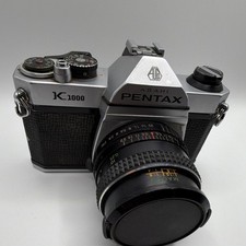 Pentax K1000 SLR Camera Black Silver with Albinar ADG 28mm f/2.8 Macro Lens