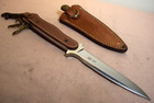 1990's~AL MAR~MINT UNUSED~SMOOTH LEATHER HANDLE FIGHTING KNIFE w/ORIG. SHEATH~ — photo 5