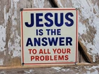 VINTAGE JESUS PORCELAIN SIGN OLD BAPTIST CHURCH RELIGIOUS BIBLE BEAUMONT TX GOD