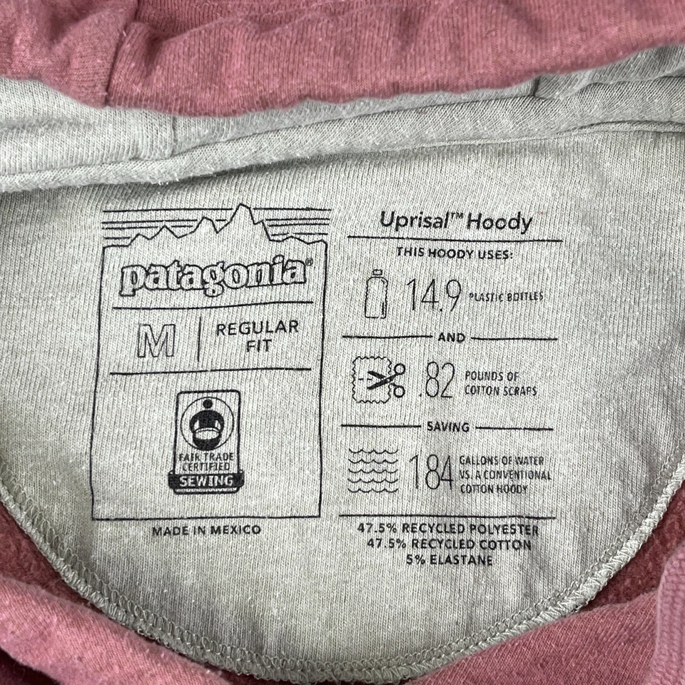 PATAGONIA Uprisal Hoody Womens M Salmon Crop Sweatshirt Sweater Fitz Roy Bear - Image 4 of 4