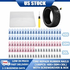 100Pcs Tire Repair Rubber Nails Tyre Puncture Repair Screws Kit with Screwdriver