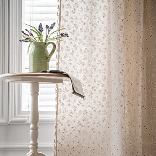 Floral Curtains 63 Inch Length 2 Panels Short 52"W x 63"L (Pack of 2) B Daisy - Picture 6 of 7
