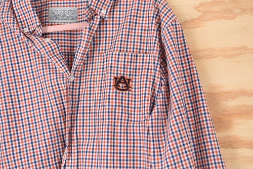 Auburn Tigers Plaid L/S Bottone Down Campus Specialties Uomo Large Arancione/Navy - Foto 7 di 10
