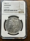 1896 p morgan silver dollar Philadelphia Mint. AU Details Cleaned