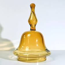 VTG Amber Glass Apothecary Jar Replacement Lid Finial Top LARGE 9" Tall