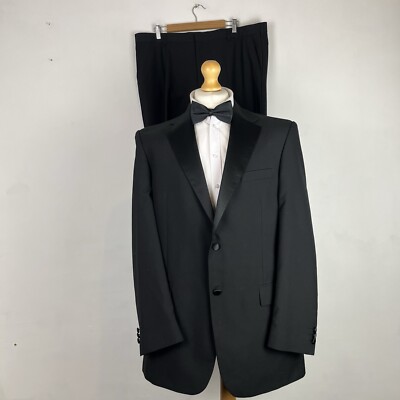 Marks and Spencer Tuxedo Dinner Suit Men's Black 42R Jacket 42W 29L Trousers