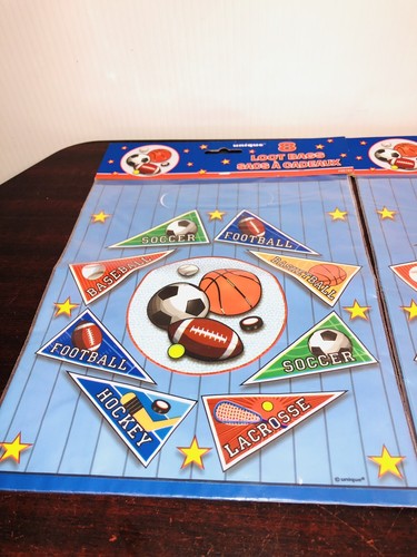 3 UNIQUE PARTY FAVORS 8 SPORT THEMED LOOT GOODIE BAGS Soccer Football Baseball - Picture 3 of 10