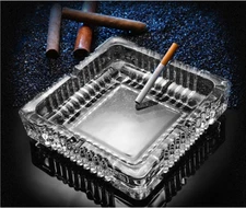 Ashtray 7 X 7 Inch, Large Glass Ashtray for Cigarette Cigar, Clear Crystal Ash T