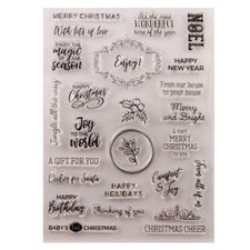 Merry Christmas Happy New Year Happy Birthday Verses Phrase Clear Stamps for ...
