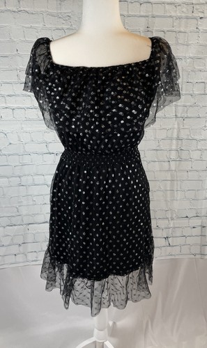 EVERLY Black Silver Metallic Tulle dress Woman’s Size S Party Fancy Princess
