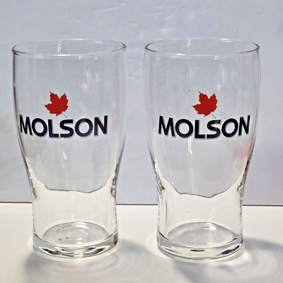 Lot of 2 Molson Imported Beer 14oz Tulip Style Glassware 5 3/4'' Tall