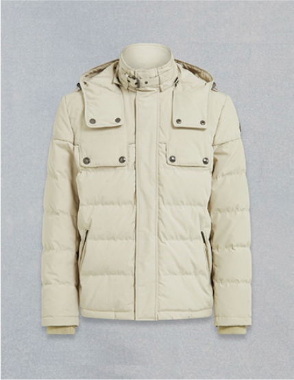 Belstaff Mens Ridge Jacket Hooded Stone UK46 IT56 Padded Winter RRP £750