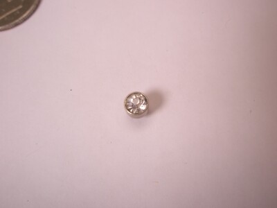 3.5mm Solitaire White Rhinestone Vintage Tie Tack Lapel Pin r81