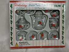 Vintage Holiday Pick-Ups 13 PC. Porcelain Tea Set ,New , cute designs        