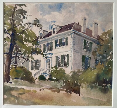 John Dull (Pennsylvania 1859-1949) Philadelphia Mansion, Watercolor Painting