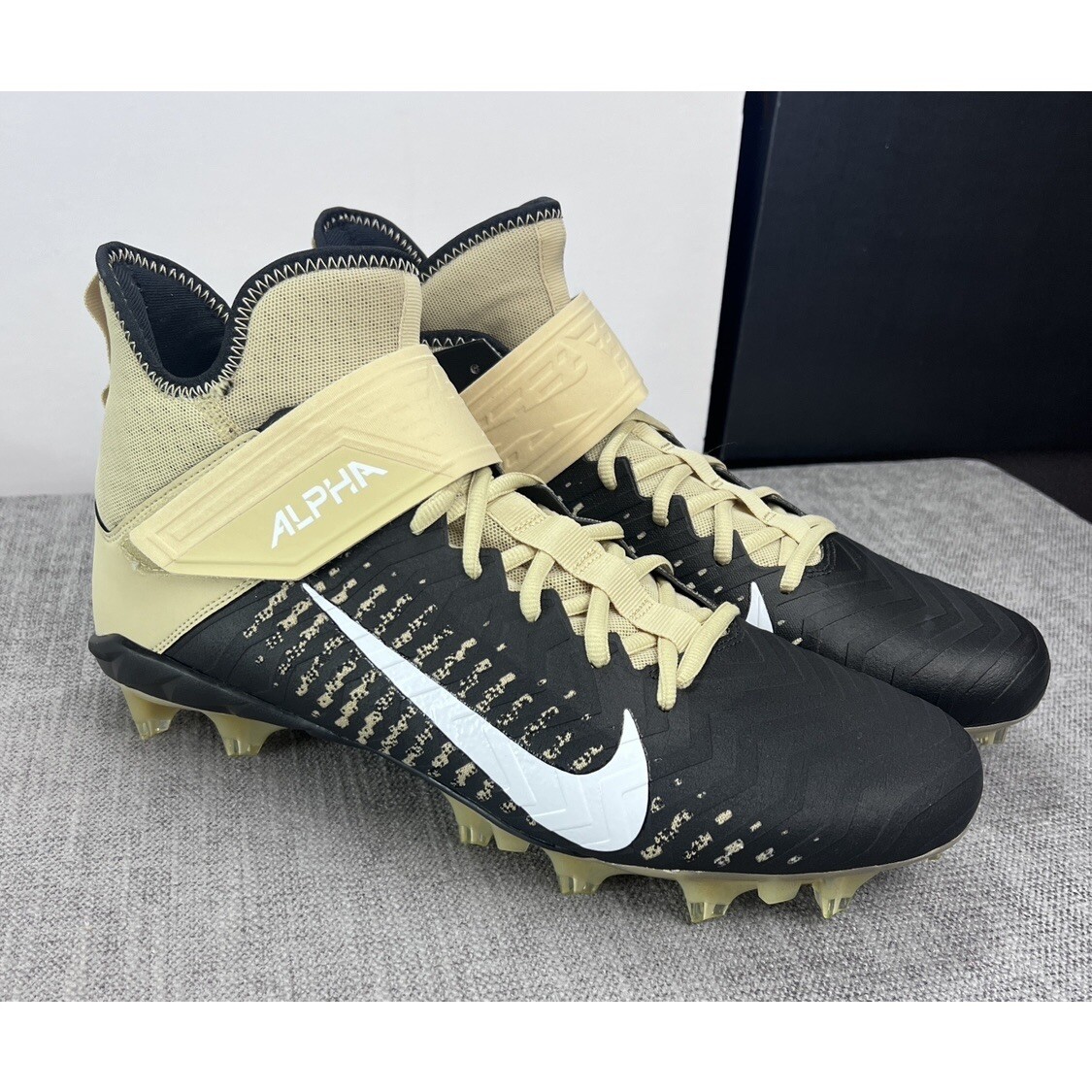 Nike Alpha Menace Pro 2 Mid Black Gold Football Cleats  display picture 3